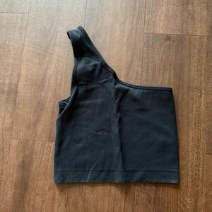 Target Black Ribbed one shoulder workout tank